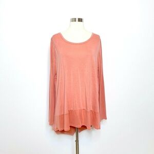 Sinuous Top Coral Faux Wrap Back Cowl Back NWT